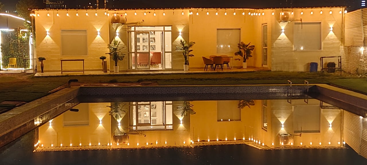 Pool & Building at Night